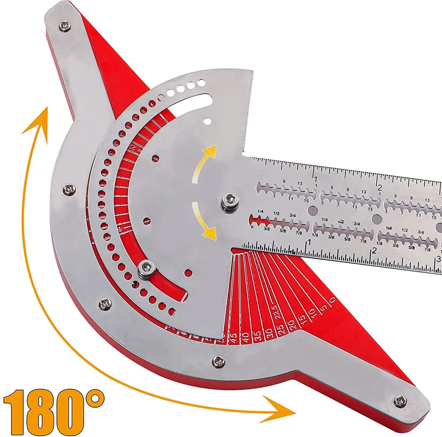 Woodworkers Edge Rule Efficient Protractor Angle Protractor Woodworking Ruler Angle Measure Stainless Steel Carpentry Tool