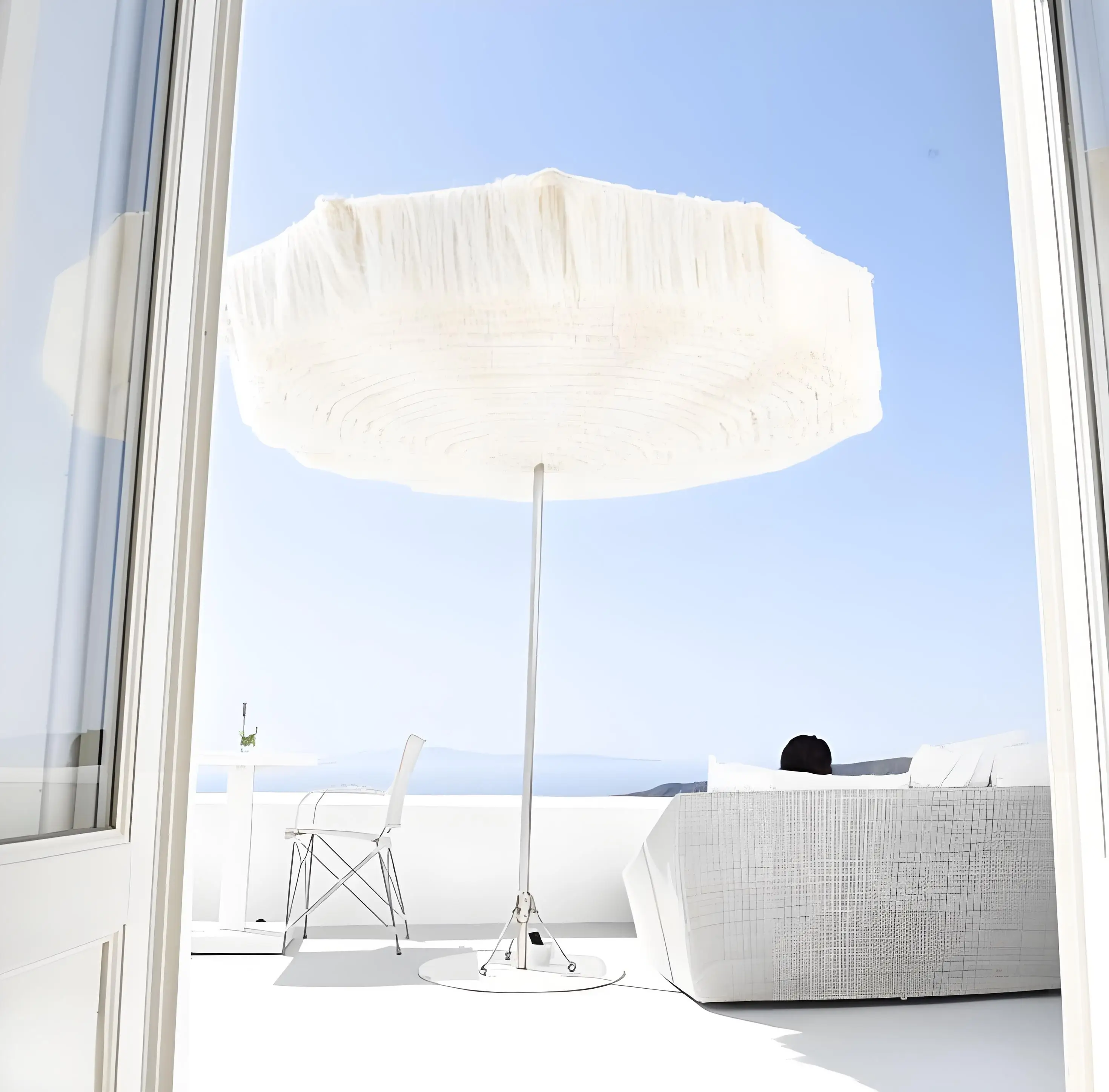 White Cotton Fringe Sunumbrella Straw Luxury Big Size Patio Parasol Garden Umbrella Sunshade For Beach Pool Tapestries Product