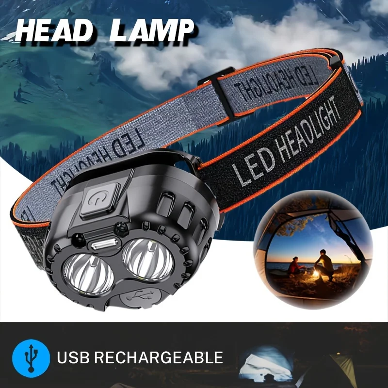 

Индукционные налобные фонари, мини-светодиодный зарядный фонарь, фонарик для кемпинга, светодиодный налобный сильный свет, портативный фонарик для рыбалки
