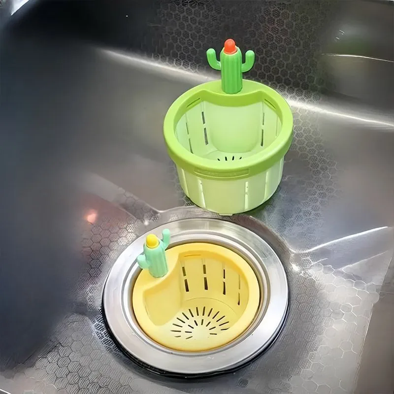 Cactus Sink Drain Strainer Press Automatic Dumping Basket Multi-functional Use Filter Net for Tub Kitchen Waste Collector