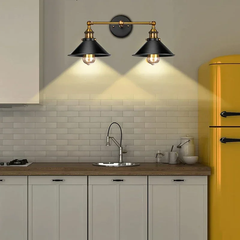 

Sconce Indoor Lighting Industrial Wall Light Lamp e27 Vintage Wall Loft Double Head Lights for Bedroom Bedside Living Room