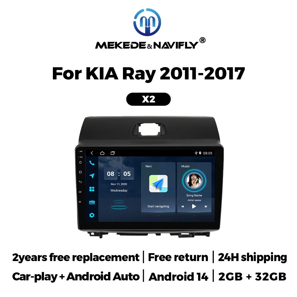 Android All in One 2 Din Car Intelligent Systems Stereo for KIA Ray 2011-2017 Carplay Auto Multimedia Video Player GPS FM Radio