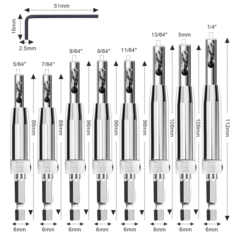 AB47-16Pcs Self Centering Drill Bit Set, 1/4 Inch Hex Shank Self Centering Hinge Core Drill Bit For Window Door Hinge