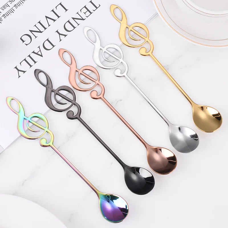

3pcs Stainless Steel Musical Notes Coffee Spoon Stirring Cup Spoon Music Stick Ice Cream Spoon Kitchen Tool Accessories