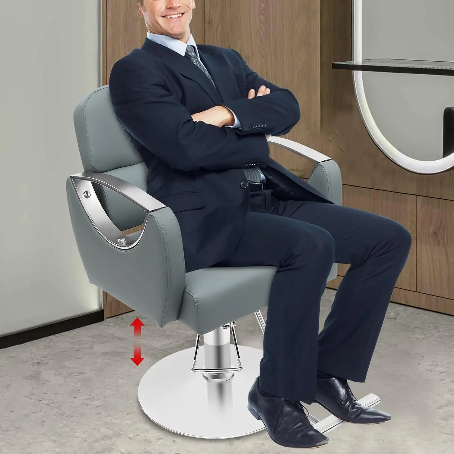 Salon Chair 360° Swivel Hydraulic Pump Adjustable Height 32.3-36.2in Heavy Duty 440 Lbs Load Green, Customized