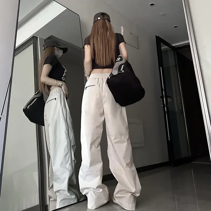 Y2K Techwear Sweatpants Women Streetwear Korean Hip Hop Harajuku Cargo Parachute Track Pants Lady Wide Leg Joggers Trousers 2024