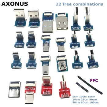 Ffc tipo-c mini cabo de fita de extensão micro usb 90 fpv fino plano macio flexível carga fpc fpv monitor gimbal portátil sem escova