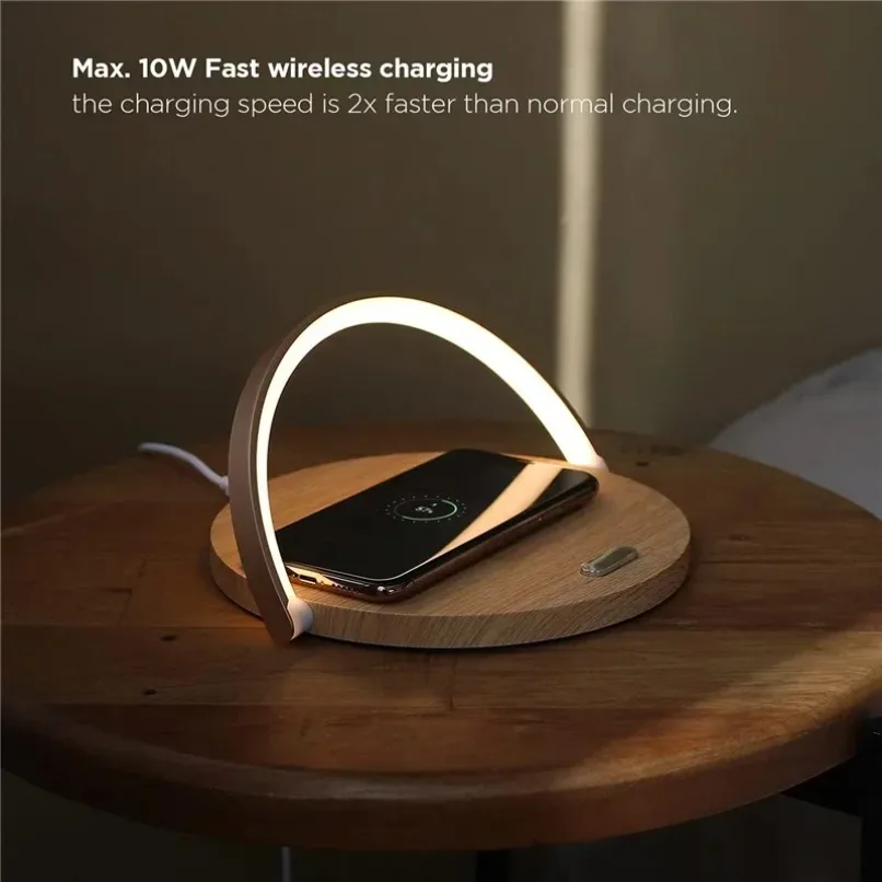 Desktop Wireless Charger Stand with LED Night Light Phone Charging Holder for Bedroom Bedside Home Decor Desktop Accessory