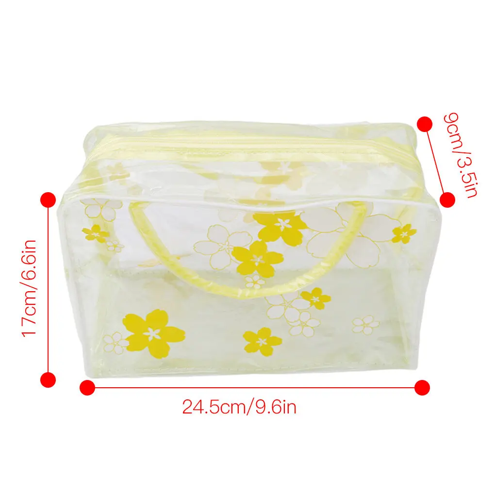 Flowers Transparent Makeup Bags Women Bathing Cosmetic Storage Pouch Outdoor Travel Handbag