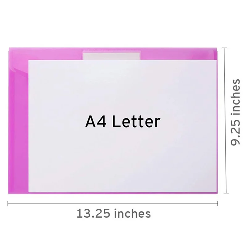 12Piece Multi File Envelope PVC Snap Button File Bag 6 Colors A4 Plastic With Business Card Holder File Bag