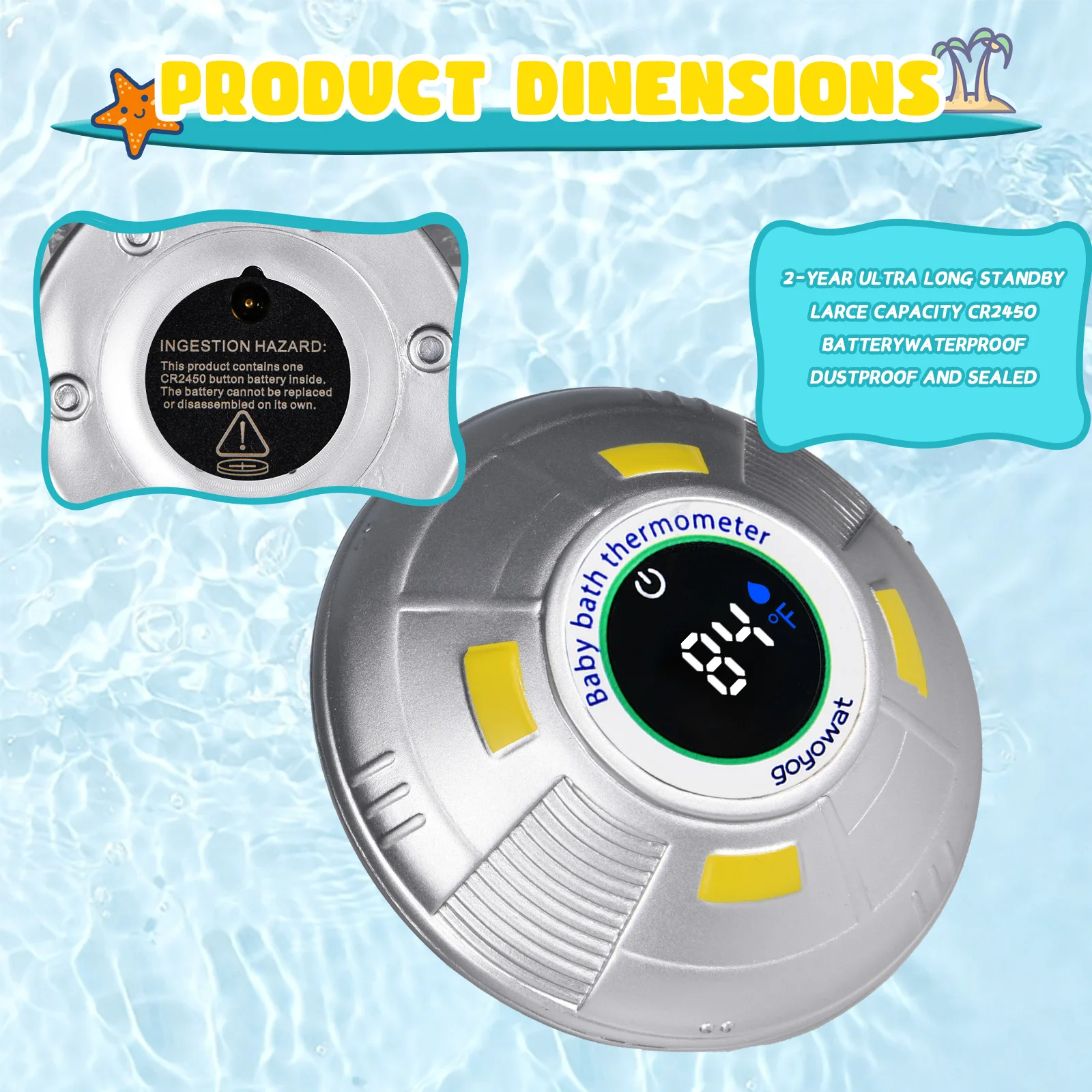 Termometro da bagno per bambini giocattolo del fumetto Display a LED misuratore di temperatura dell'acqua sensore di sicurezza della temperatura dell'acqua per bambini allarme colore freddo/caldo