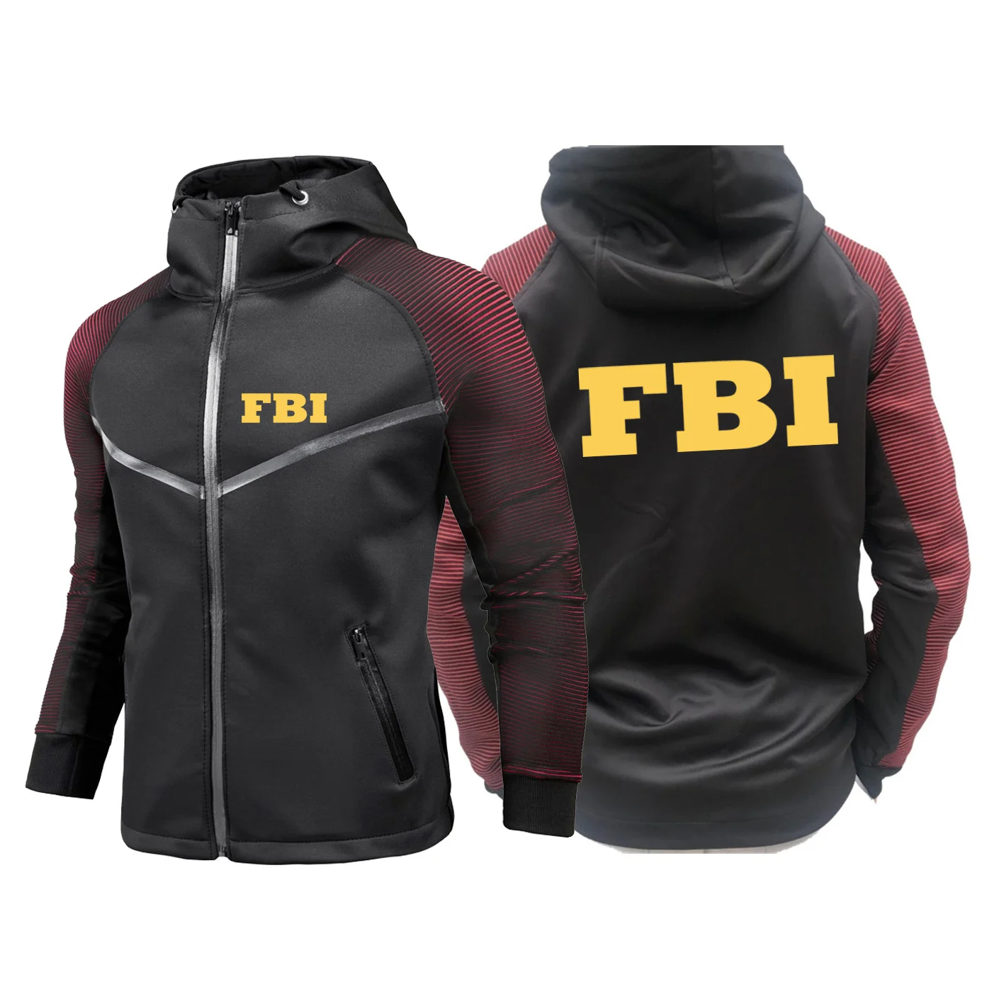 2024 FBI Men New Printing Custom Made Spliced Zipper Hoodie Jacket Cardigan Racing Suits Hoodies Sportswear Tops
