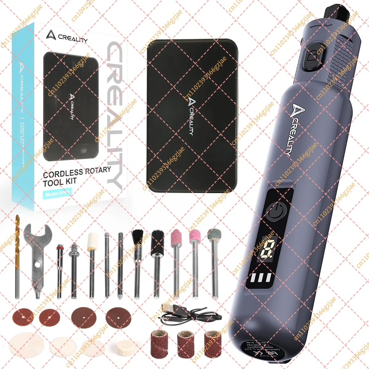 For Creality Cordless Handheld Rotary Tool Kit 25Pcs for 3D Printing Models Grinding Polishing Drilling Cutting 3D Printer Tools