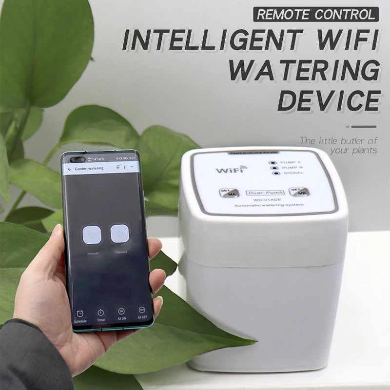 WiFi Thủy Lợi Lập Trình Viên Đôi Bơm Vườn Hệ Thống Tưới Cây Tự Động Tưới Nhỏ Giọt Van Nước Thời Gian Bộ Điều Khiển Nhà Thông Minh