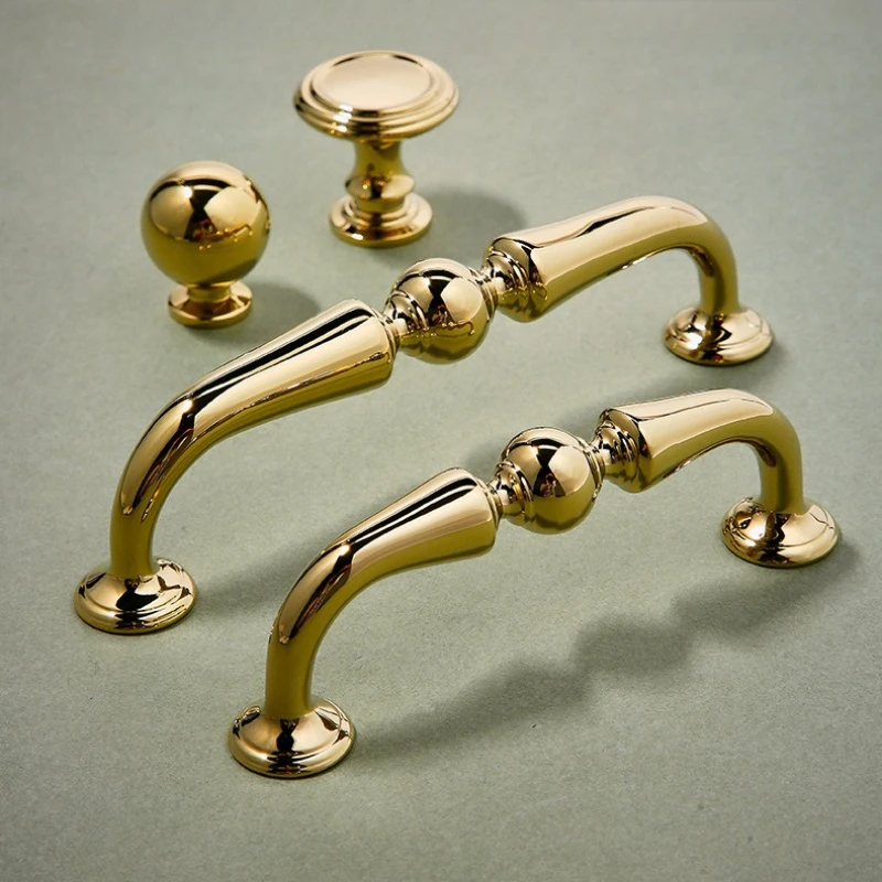 Solid Brass PVD Gold Hardware Furniture Handle Luxury Wardrobe Door Handle Hardware Kitchen Shoe Cabinet Pull Bar Drawer Knob