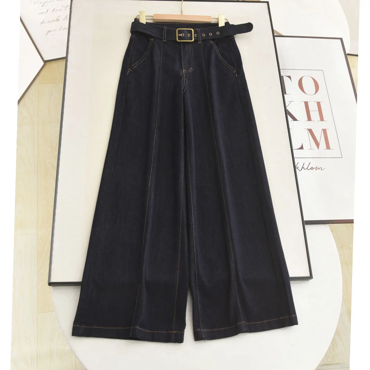 

Ретро джинсы с широкими штанинами и высокой талией, повседневные, для офиса, весна 2026, элегантные, стильные женские джинсы-брюки