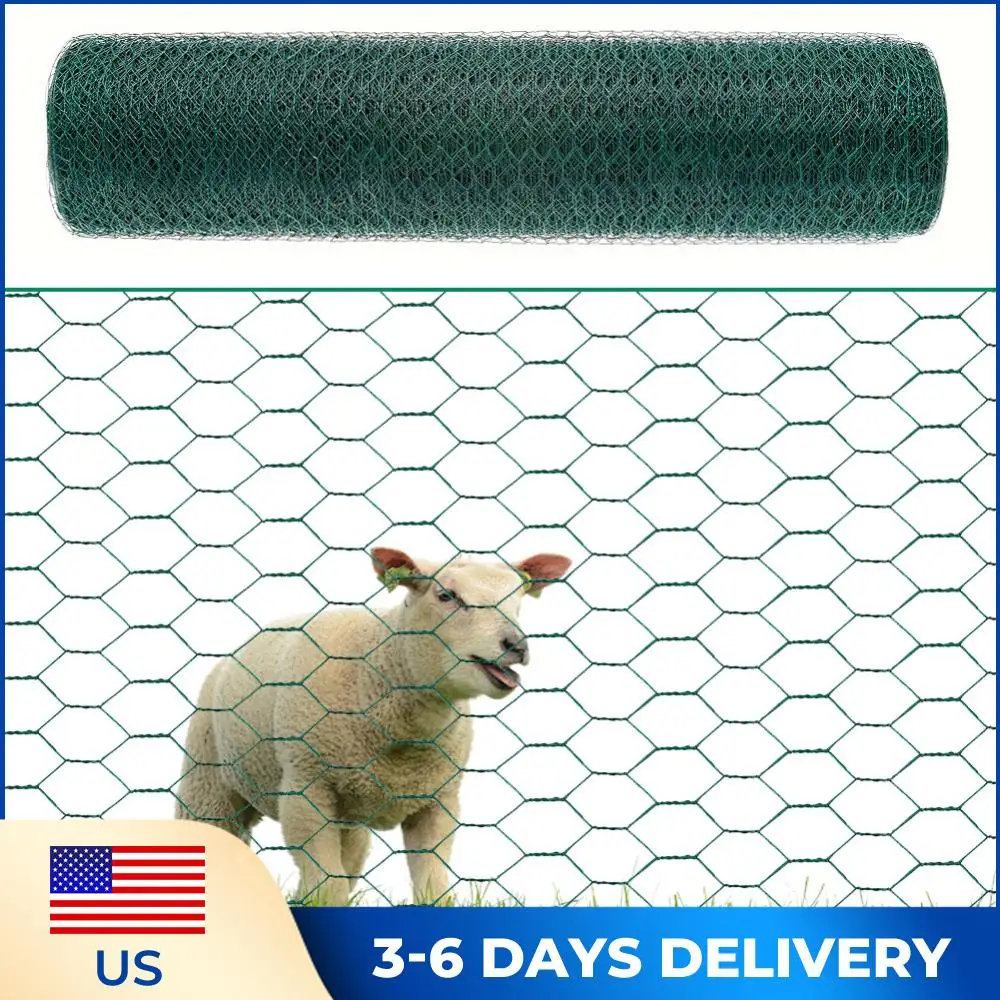 

Chicken Wire 39.37x1200in Hexagonal Mesh Garden Fence Barrier PVC-Coated Chicken Coop Rabbit Wire Anti-Rust Metal Garden Netting