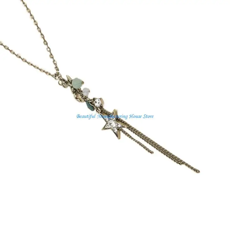 E56A Tassels Pendant Neckchain Fashionable Clavicle Chain Trendy Neck Jewelry Gift