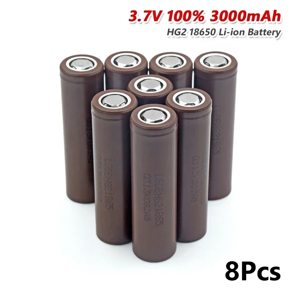 1/2/4/6/8/10 Piece Battery Replacement For INR18650-HG2 18650 3.7V 3000mah Flat top Brown Rechargeable Lithium Battery