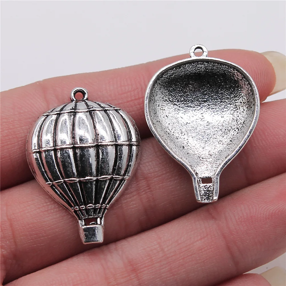 10pcs Hot Air Balloon Charms Tibetan Bronze Silver Color Pendants Jewelry Making DIY Handmade Craft For Jewelry Making