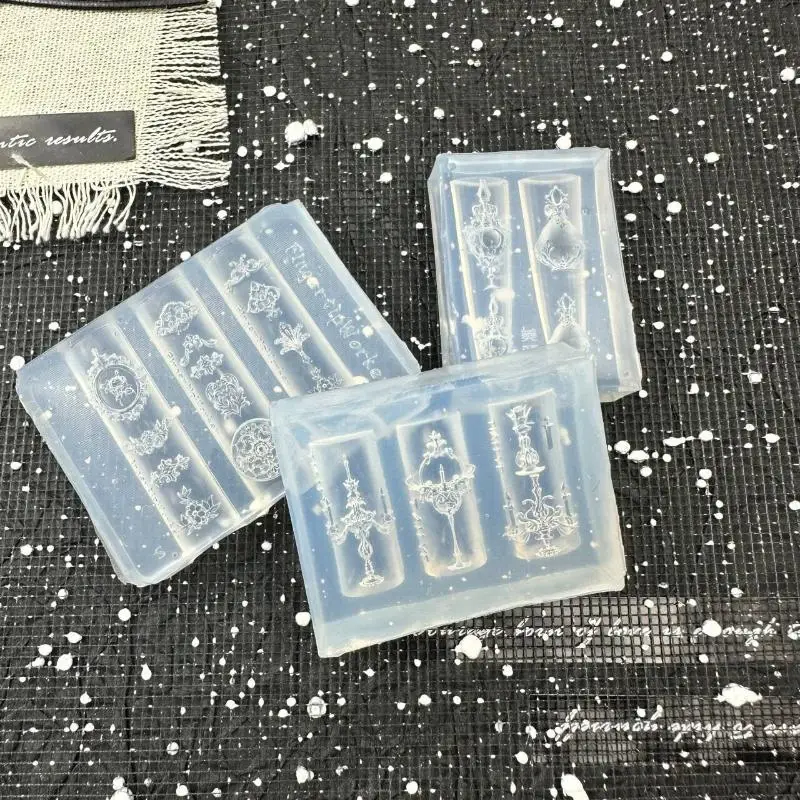 3D Barock Vase Kerzenhalter Silikon Form Nail art Dekoration DIY Transparente Nägel Form Maniküre Vorlagen Für Nägel Handwerk