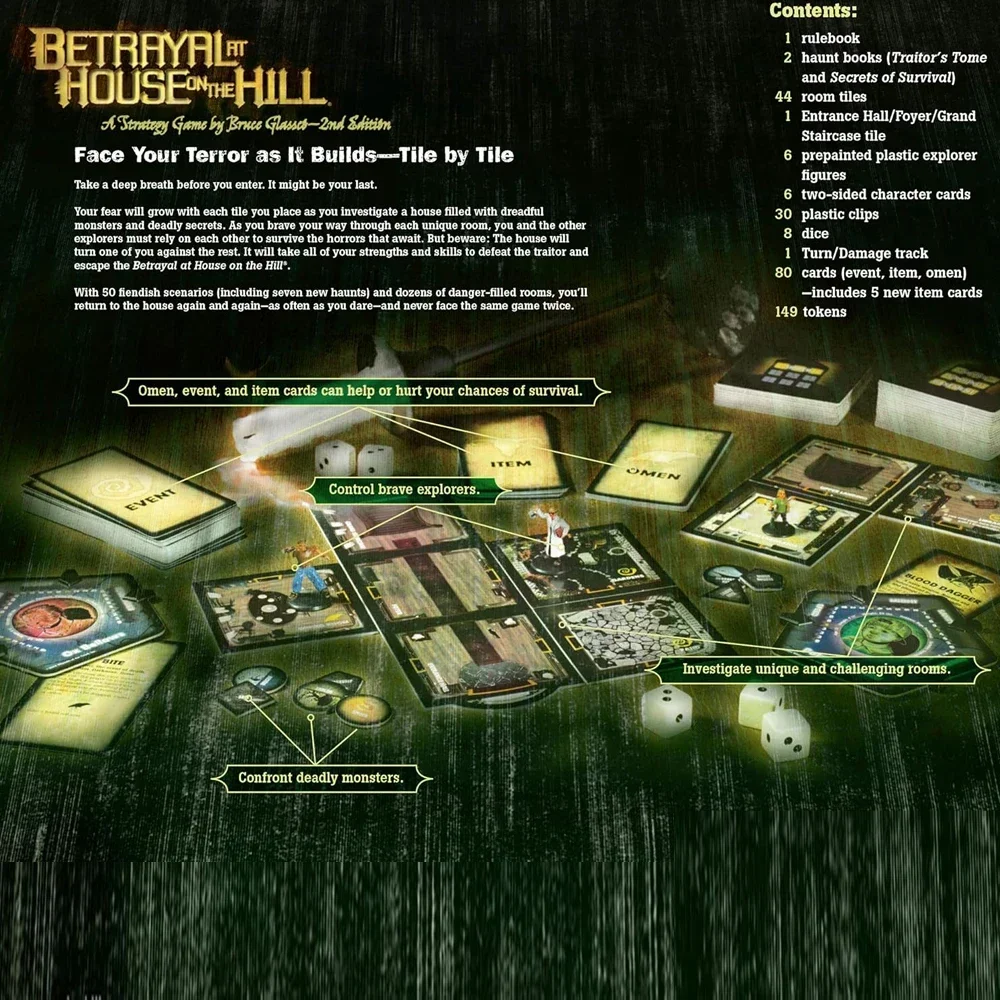 Betrayal At House On The Hill 2Nd Edition 50 Chilling Scenarios D and D Dungeons And Dragons 3-6 Players - Family Board Games