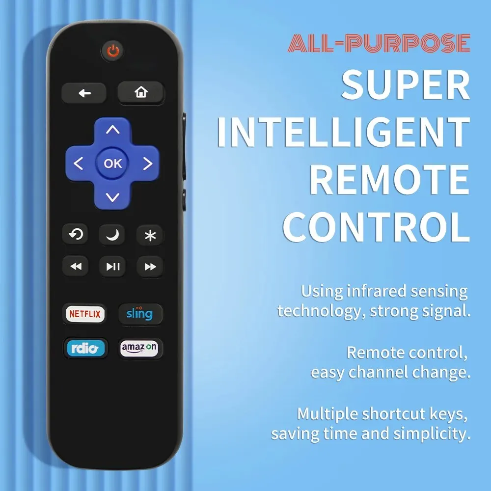 RK-NSRA ROKU TV Remote Control W/Volume & Power Button NOT for Player (Box)