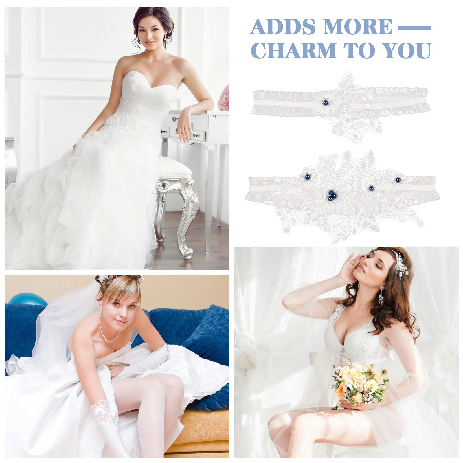 

1Pair Wedding Lace Garter Bowknot Thigh Loop Elastic Bridal Leg Decoration Comfortable Non Slip Suitable for 55-70cm Thigh Size