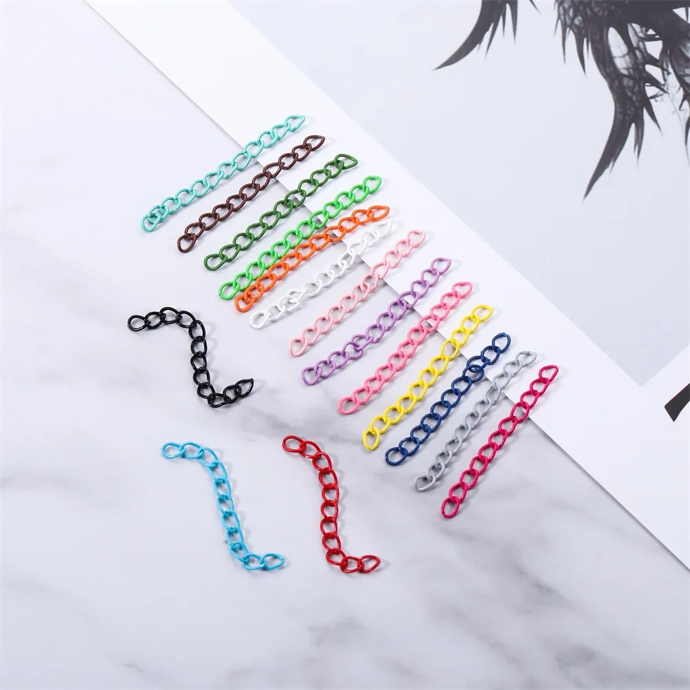 30pcs Hot Selling 50mm Multicolor Baking Paint Extension Chain DIY Handmade Jewelry Accessories Necklace Pendant Wholesale