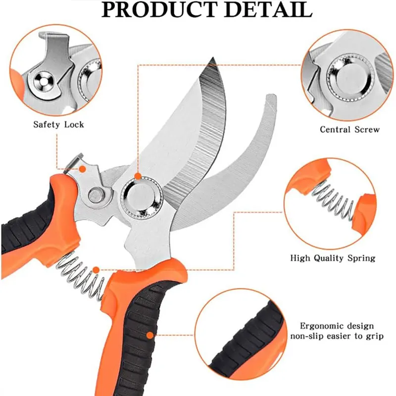 Gardening Shears Ergonomic Handle Pruner Garden Scissors Professional Sharp Garden Pruning Can cut roses Fruit Labor Saving Tool