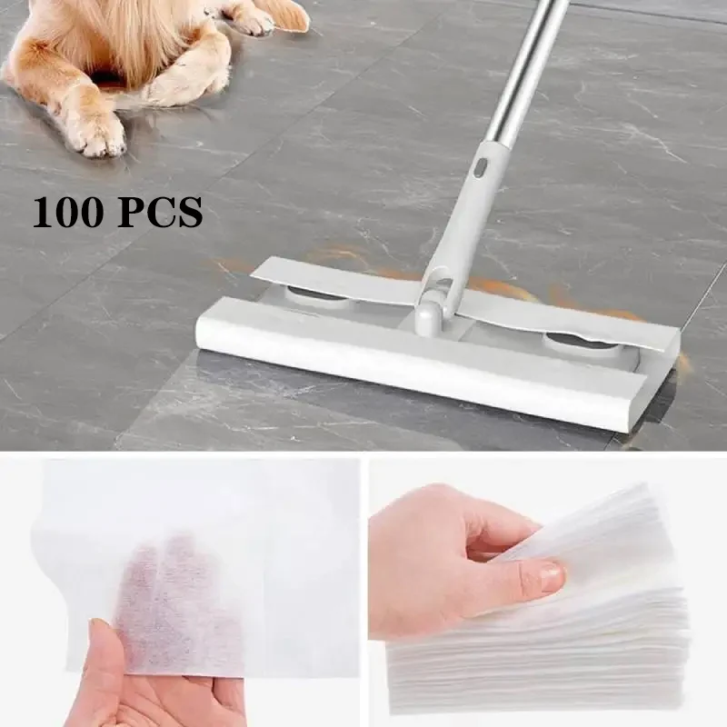 100PCS Disposable MicroFibre Electrostatic Floor Cloths Useful Dust Removal Mop Paper Floor Cleaning Wipes for Flat Swivel Mop