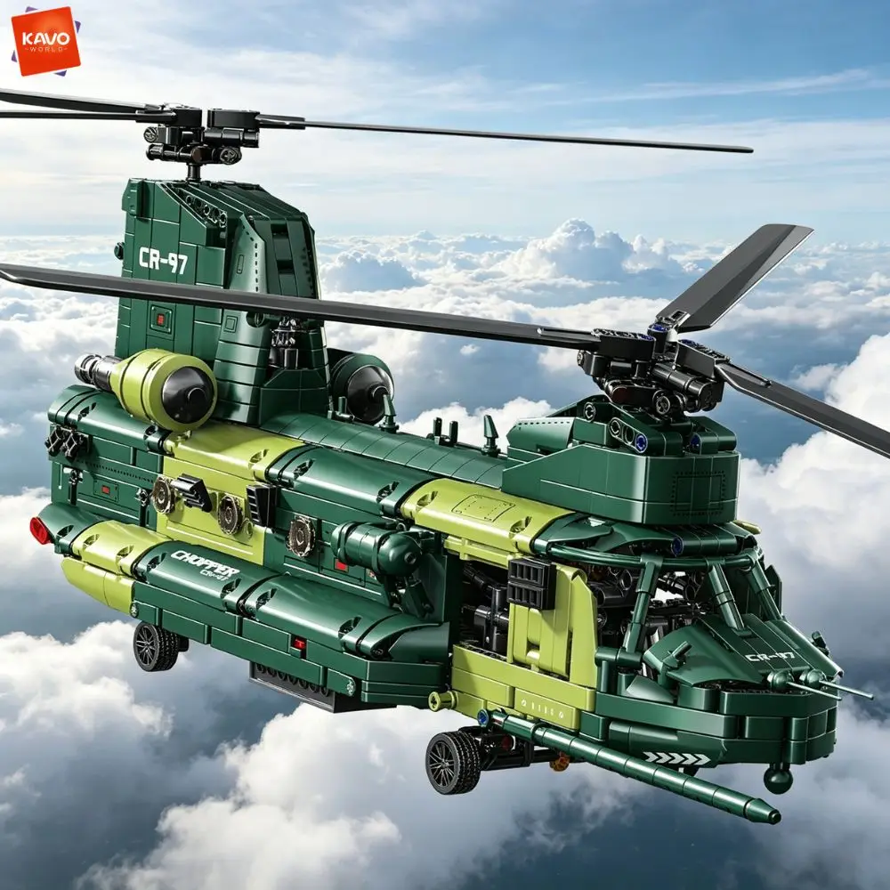 

Конструктор KAVOWORLD 1826 деталей: Военный транспортный вертолет Chinook с высокой детализацией, сложная сборка для детей, декор для дома и офиса
