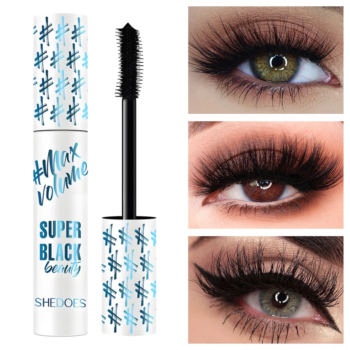 黒防水マスカラ長くするまつげ厚いシルク繊維マスカラ女性の化粧品アイ化粧品ギフトツール