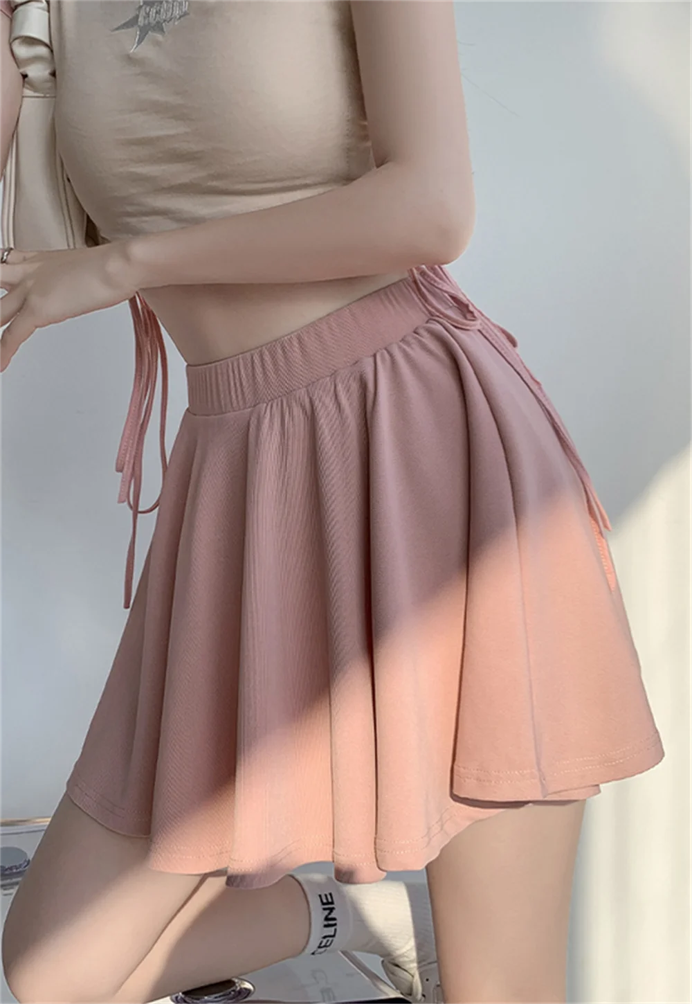 

Ventilate Ice Silk Korea Mini Tennis Sport Skirt for Women High Waist Ruched Pleated A-line Satin Short Yoga Skirt for Girl Teen