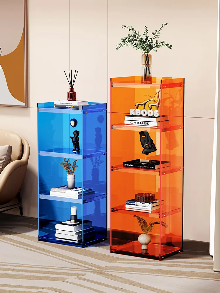 Acrylic storage rack, bathroom, multi-layer storage cabinet, household bookshelf, transparent floor display cabinet