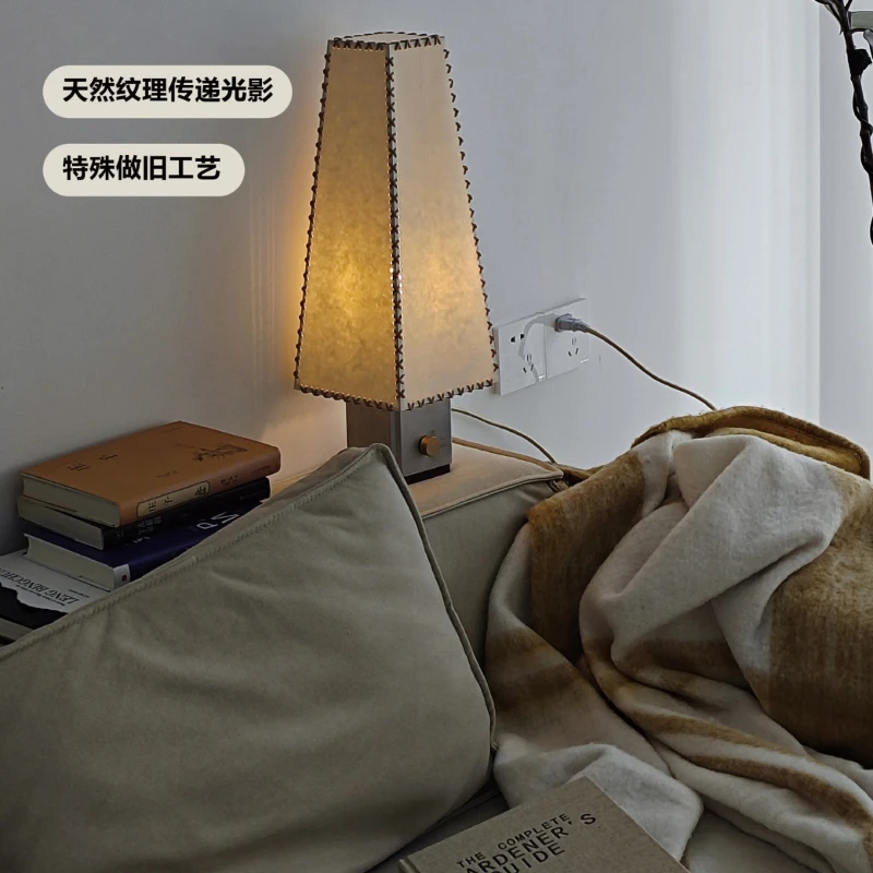 

European Vintage Wood Table Lamp With Handmade Parchment Lampshade For Bedroom Home Decor Nordic Retro E27 Led Bulb Desk Lamp