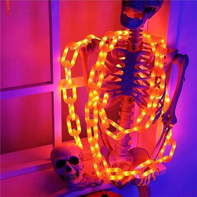 [Annual Offer] Halloween Plastic Chain Lights Solar LED Chain Lights Props Chains With 8 Lighting Modes String Lights