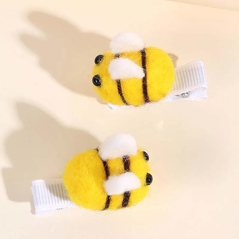 ncmama Kawaii Bee Hairpin Cute Little Bee Hair Clips for Baby Girls Handmade Felt Hairpins Barrettes Headwear Hair Accessories