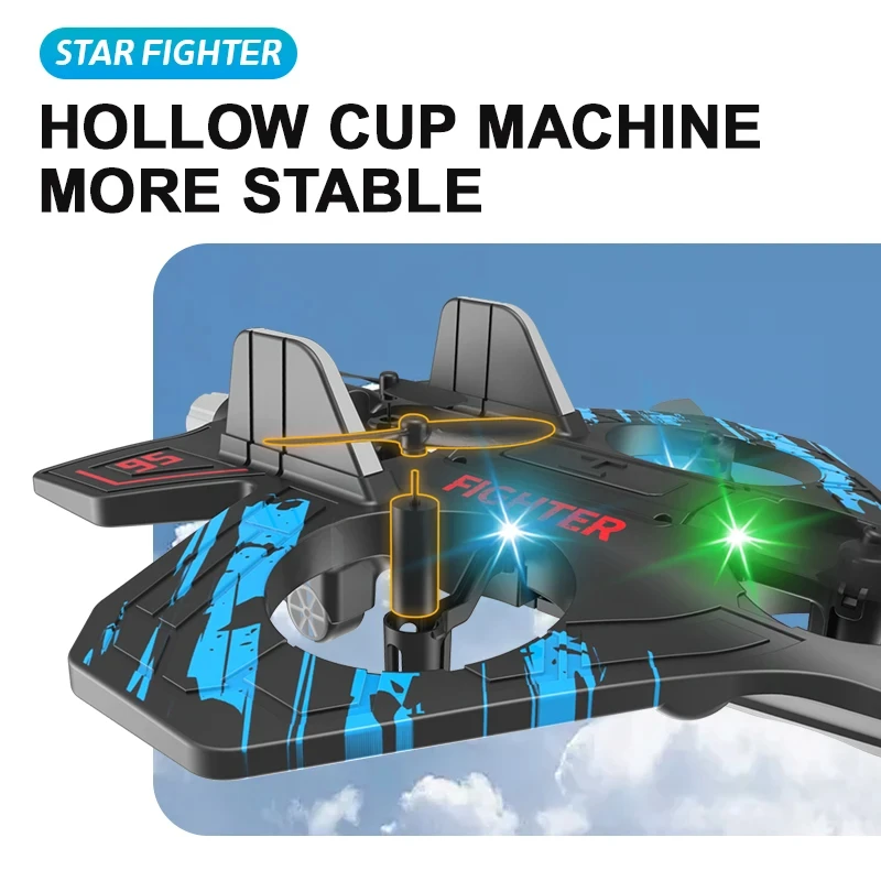 2.4G 원격 제어 전투기 전기 폼 글라이더 스턴트 텀블링 UAV 호버링 헬리콥터 LED 다채로운 조명 항공기 모델 상세 이미지