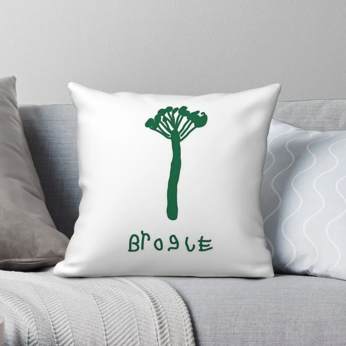 Brogle Broccoli Pillowcase Polyester Linen Velvet Creative Zip Decorative Pillow Case Room Cushion Case