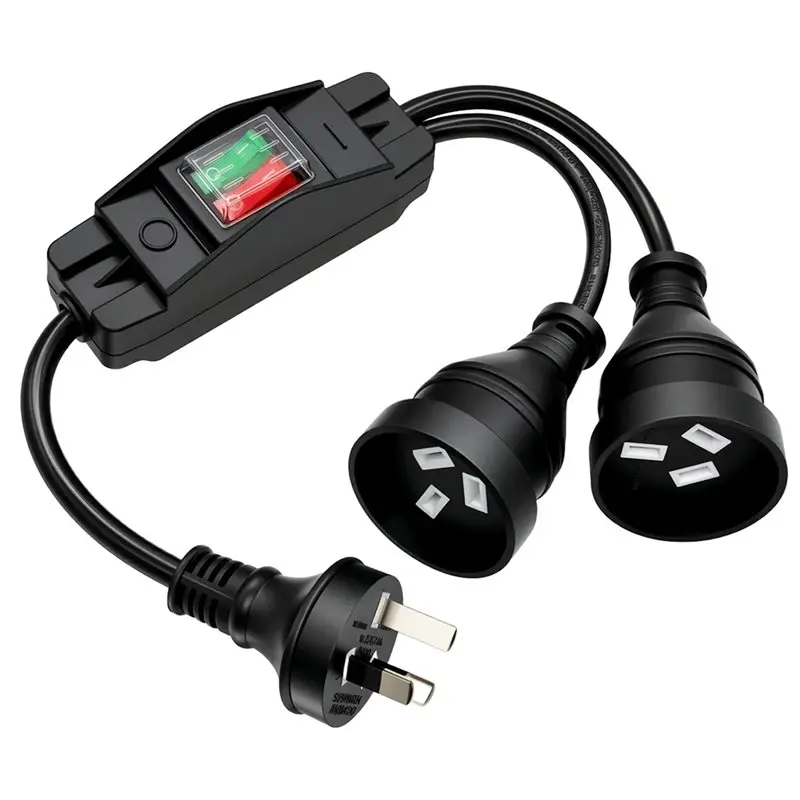 au61-厚みのあるワイヤーコア延長コード-3x1mm2-2500w-拡張ソケットボード-スイッチ電源付き-auプラグ-オーストラリア規格
