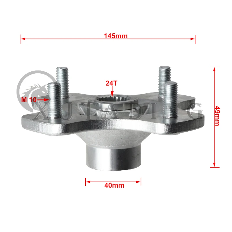 M10*4 Studs 110mm 24T Rear Axle Wheel Hub Fit For China 150cc 200cc 250cc 300cc ATV Go Kart UTV Buggy Golf Cart Quad Bike Parts