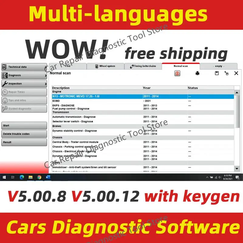 

WOW diagnostics Software 5.00.12 5.00.8 R2 + Kengen French Spanish Polish Italian Serbian German Polish Dutch Czech Portuguese