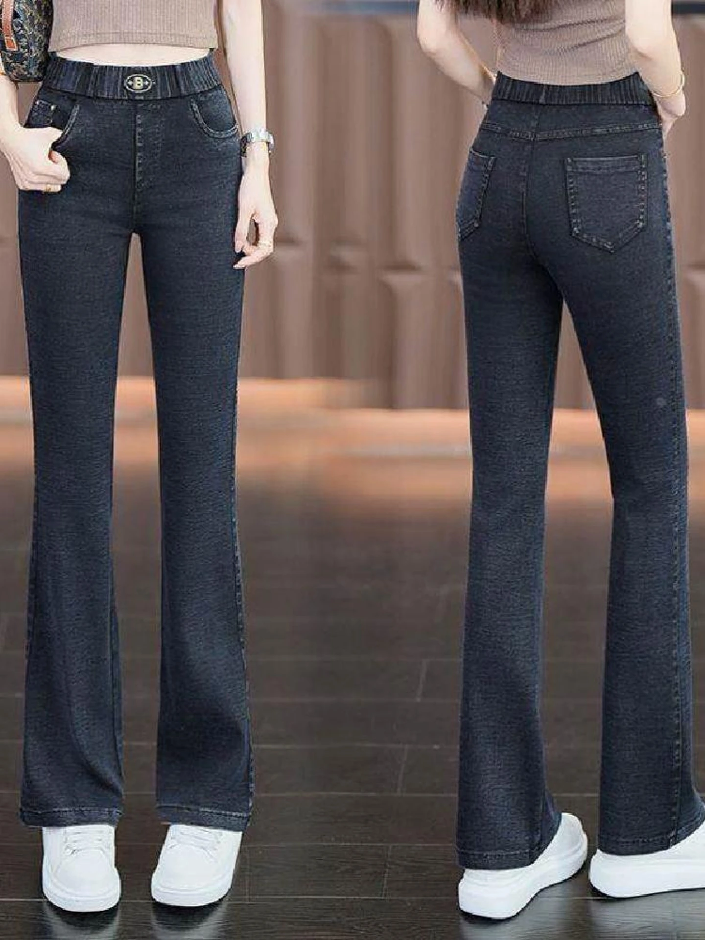 high-waist-elastic-waist-ladies-long-pants-2026-spring-autumn-new-style-slimming-high-force-flared-pants-with-ear-covers
