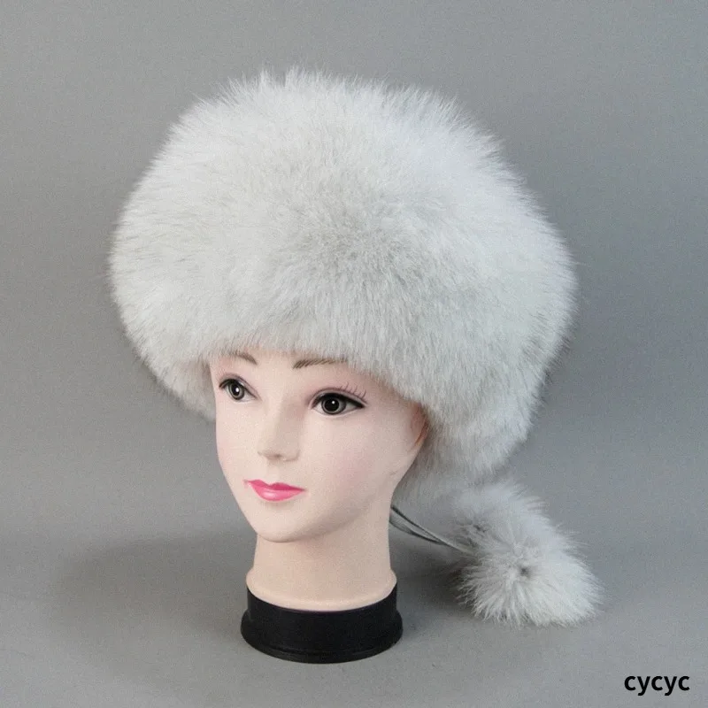 2025New Style Winter Russian 100% Natural Real Fox Fur Hat Women Quality Real Fox Fur Bomber Hats Hot Real Genuine Fox Fur Caps