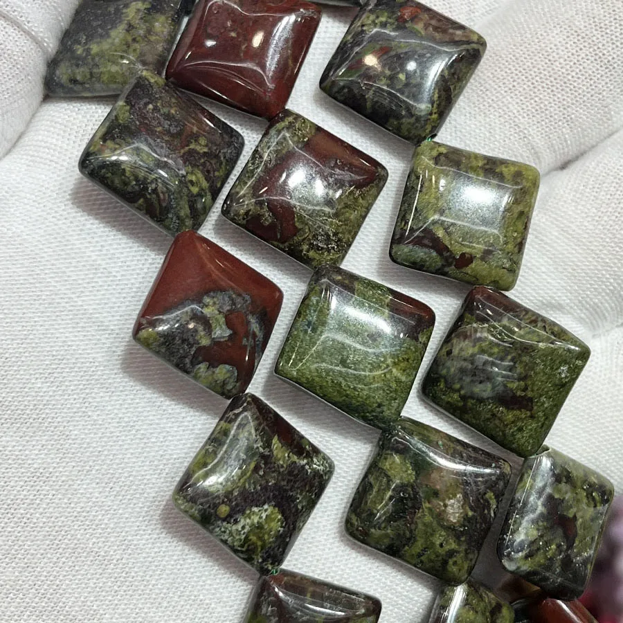 Natural Dragon Blood Stone Rhombus Beads Square Faceted Section Handmade For Jewelry Making DIY Necklace Bracelet 15''15mm