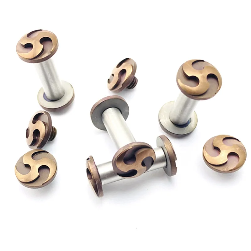 10 Sets/lot 416 Stainless Steel Material CNC Knife Handle M4 Thread Pairs Locking Screws Spindle Nail Rivet Fastener Bolt Parts