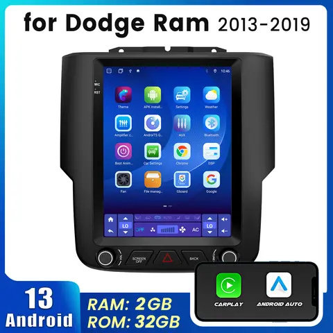 Junsun Car Stereo For Dodge Ram 1500 2500 3500 2013 2014 2015-2018 Car Radio Wireless Carplay Android Auto GPS DSP Navigation