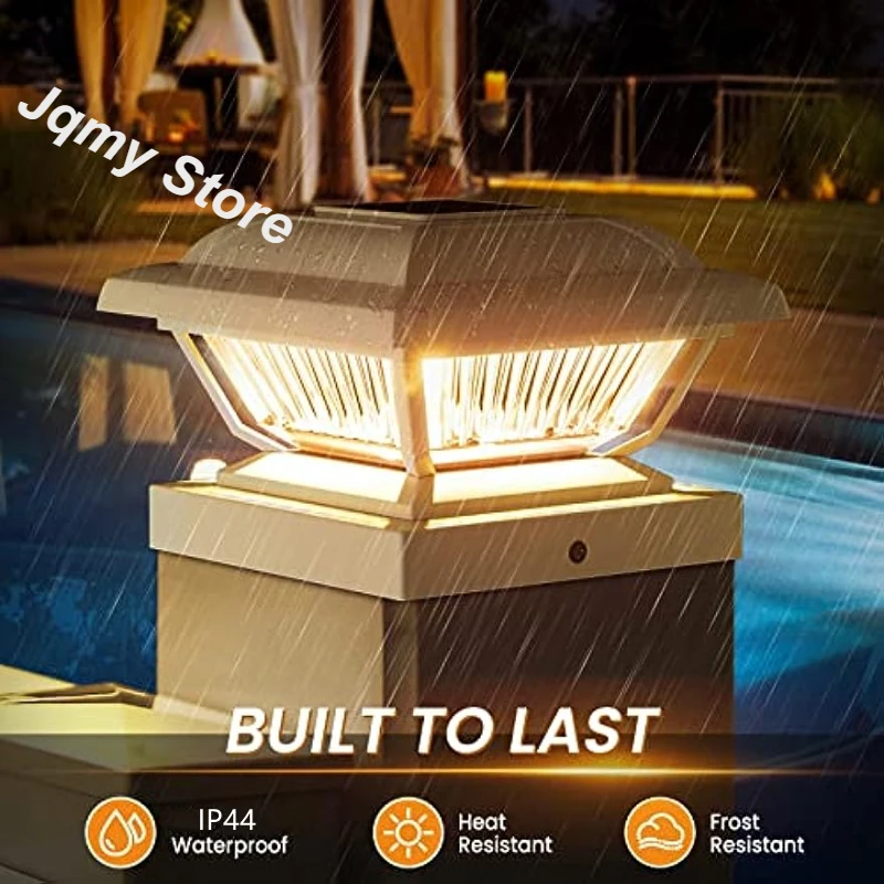 

Waterproof Warm White Solar Column Cover Lamp Intelligent Optical Control For Outdoor Fence Courtyard Decoration Garden Deck