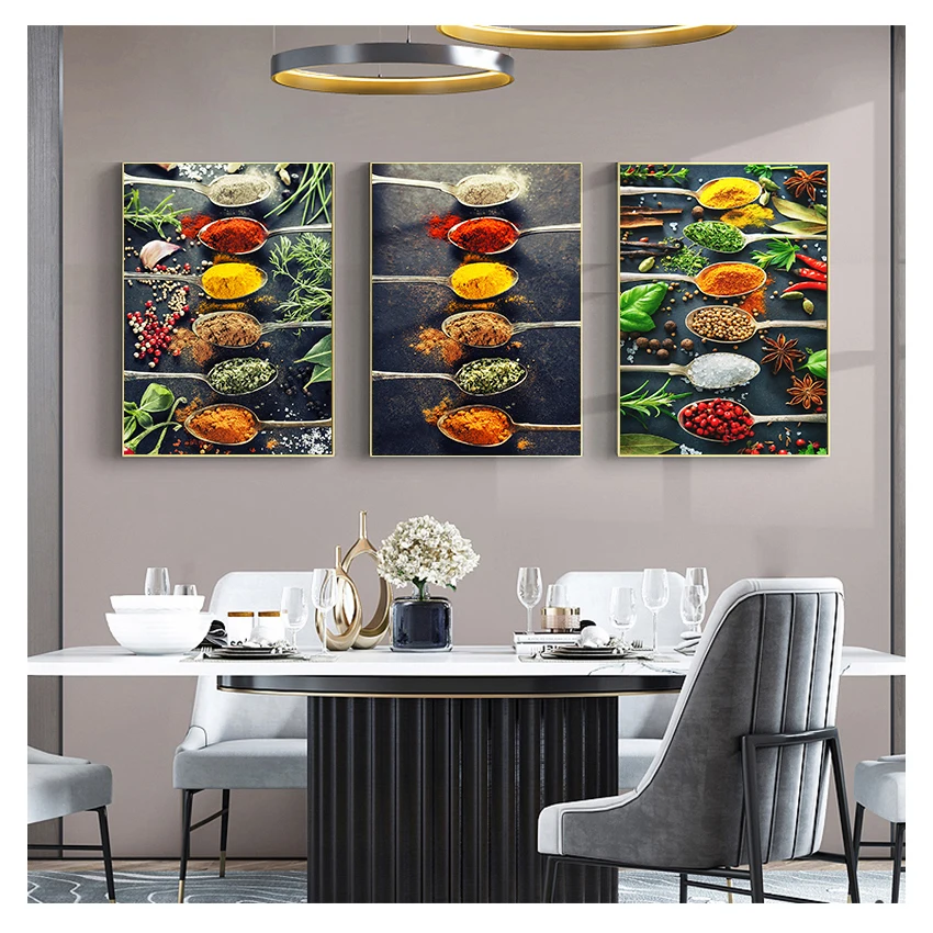 Canvas Painting Posters and Prints Cuadros Wall Art Pictures for Restaurant Dining Room Decor Kitchen Theme Mix Herb Spices